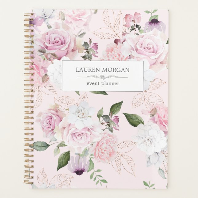 Rosa Garden Blush | Planejador Personalizado (Frente)