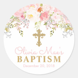 Rosa Garden Girl Baptism Favor Etiquetas