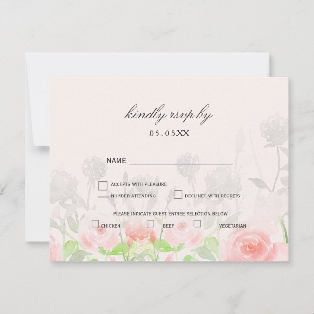 Rosa Garden Modern casamento Floral rsvp (Frente)