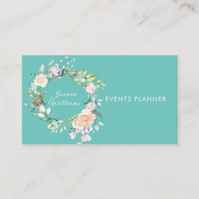 Rosa Garland Floral Cartão de visita (Frente)