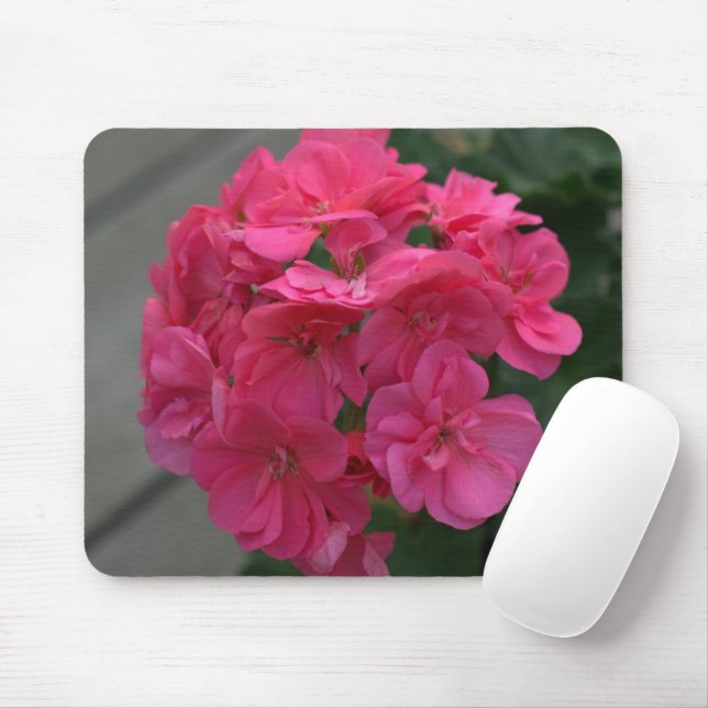 Rosa Geranium Floral Mousepad (Com mouse)