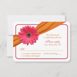 Rosa Gerber Daisy Fita Laranja Casamento RSVP