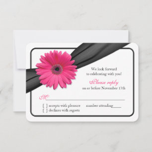 Rosa Gerber Daisy Fita Preta Casamento RSVP