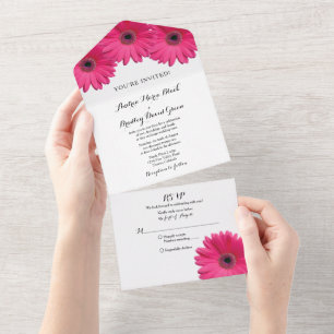 Rosa Gerbera Daisy Floral Confirmação de Presença
