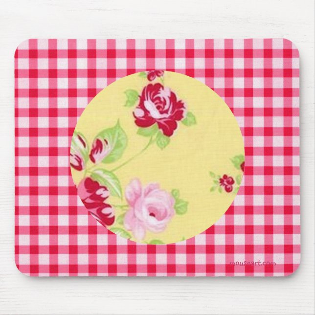 Rosa Gingham Mousepad (Frente)