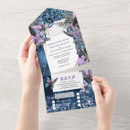 Rosa glamour roxo da borboleta prateada azul