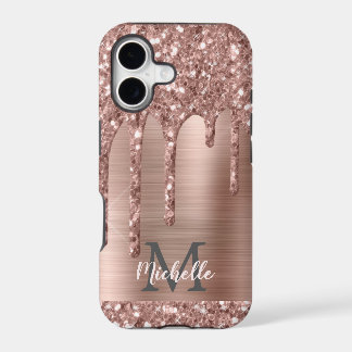 Rosa Glitter Monogramado Dourado com Pingos em Met