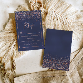 Rosa gold confetti marinho typografia azul rsvp