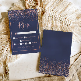 Rosa gold confetti marinho typografia azul rsvp