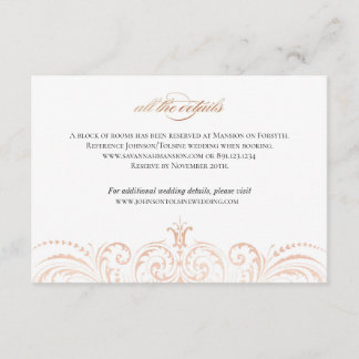 Rosa Gold Foil (Faux) Inserir Detalhes Cartão De C