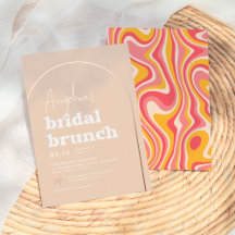Rosa Gold Foil Groovy Hippie Modern Bridal Brunch