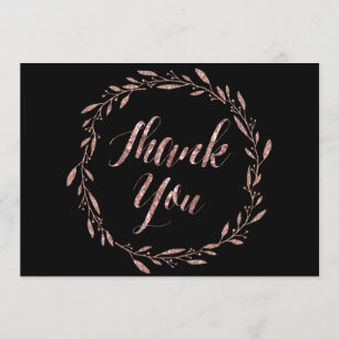 Rosa Gold Foil Weding Obrigado Cartões Pretos