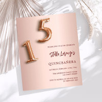 Rosa gold Quinceanera convite orçamental