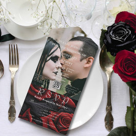 Rosa Gótico Preto Floral no Código QR Preto Foto