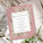 Rosa Greenery Bridal Festa de Chá Convidada<br><div class="desc">Apresentando delicadas folhas de aquarela em um fundo cor-de-rosa poeirento,  este convite de festas de chic Budget Bridal pode ser personalizado com seus detalhes especiais. Projetado por Thisnotme©</div>