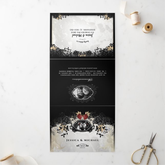 Rosa Halloween Elegante - DETALHES E RSVP MENU (Fora)