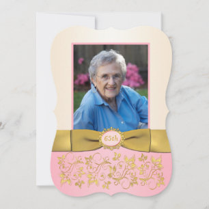 Rosa, Marfim, Dourado 65.º Convite de Aniversári