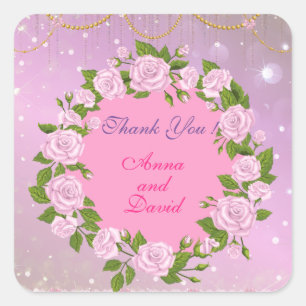 Rosa moderno de luxo adicione seu adesivo quadrado