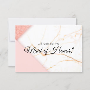 Rosa Moderno e Dourado Você Será Minha Madrinha de