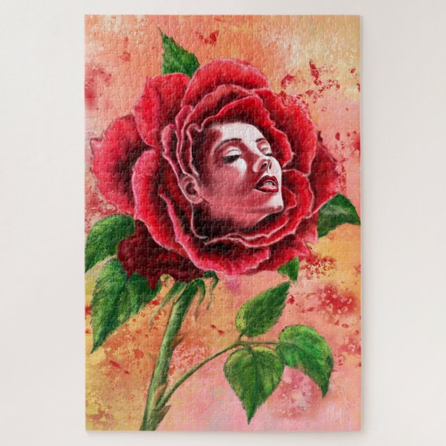 Rosa Mulher Jigsera Quebra-cabeça (Vertical)