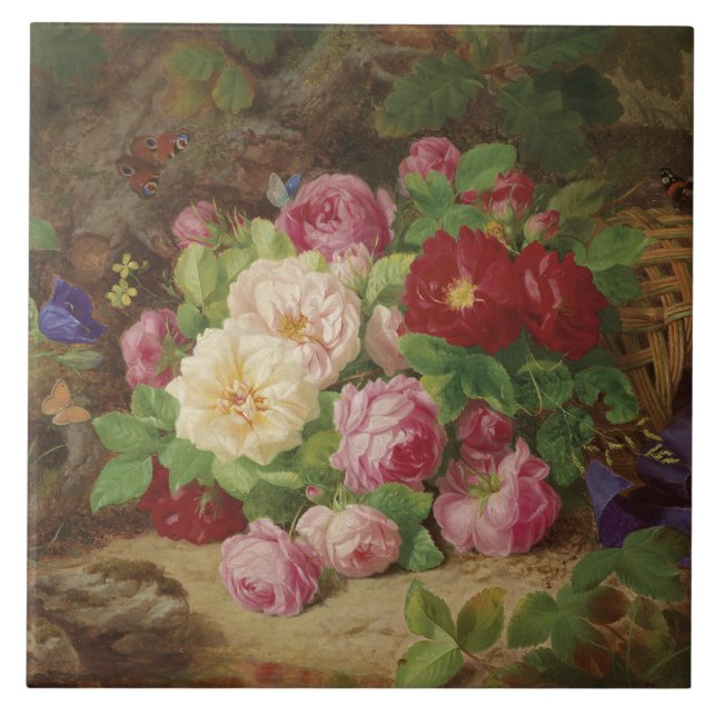 Rosa no chão da floresta com borboletas (Frente)