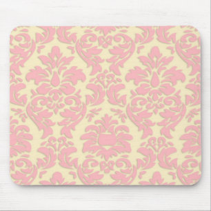 Rosa no damasco de creme Mousepad