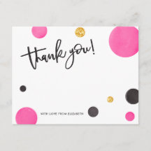 Rosa & obrigado Dourado você cartões - bolinhas