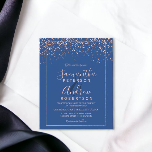Rosa ouro confetti Blue Orçamento Casado (Rose gold confetti blue budget wedding)