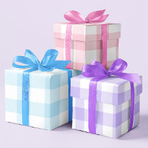 Rosa Pastel Azul e Roxo Gingham Multi Páscoa
