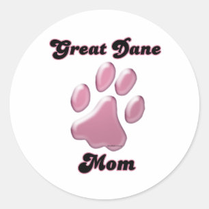 Rosa Pawprint da mamã de great dane - etiqueta