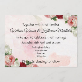 Rosa personalizado Casamento Convite de dupla face