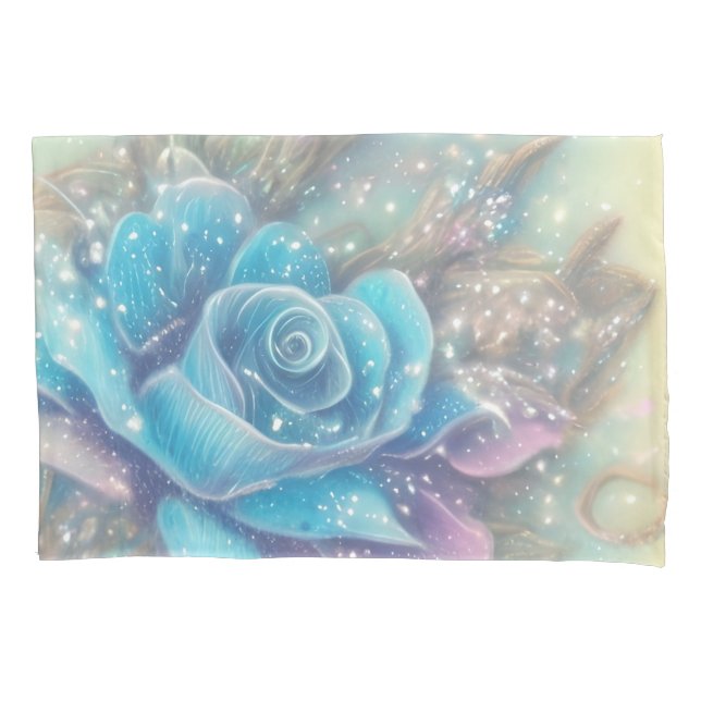 Rosa Pillowcase azul (Frente)