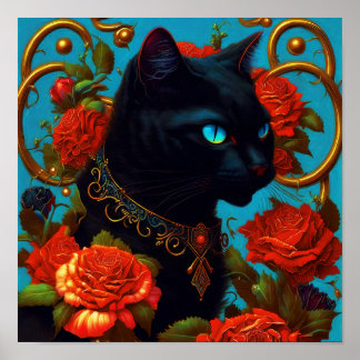 Rosa, Poster de arte de gato - Arte de parede de g