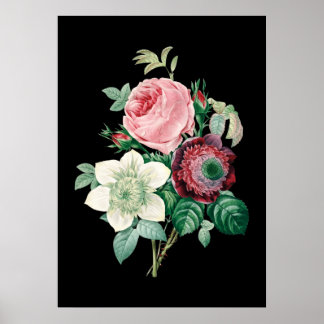 Rosa preto de fundo buquê de impressão de reduplic