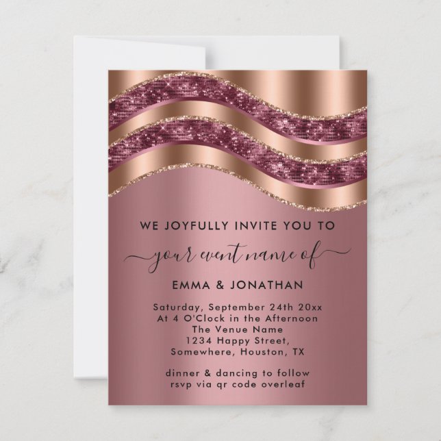 Rosa preto profissional cor-de-rosa de cobre QRCod (Frente)