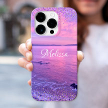 Rosa Púrpura Oceânica Sunset Girly Glam Confetti N