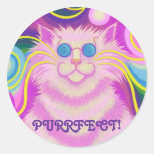 rosa "Purrfect do Psy-gato-delic!" etiqueta