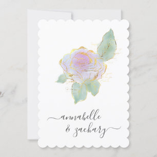 *~* ROSA QR SIMPLE RSVP Dourado AR12 Convite para 