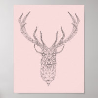 Rosa Quartz Deer Geométrico Poster - personalizar 