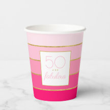 Rosa quente moderno e dourado 50 e fabuloso aniver