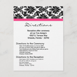 rosa quente Receptio do damasco do preto do cartão