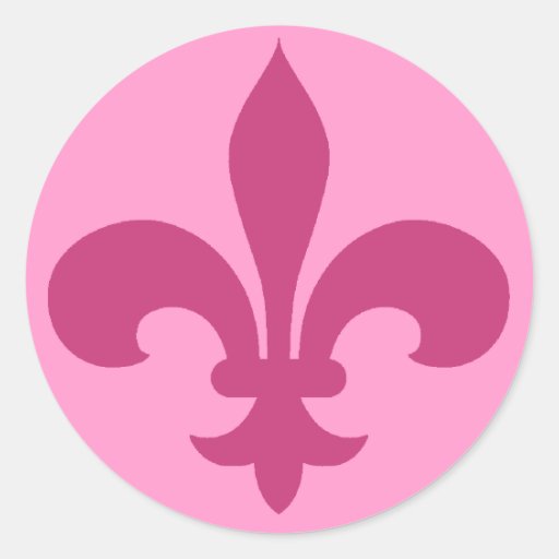 ROSA redondo das etiquetas da flor de lis Adesivo Zazzle Armario Fruteira ~ ROSA redondo das etiquetas da flor de lis Adesivo Zazzle