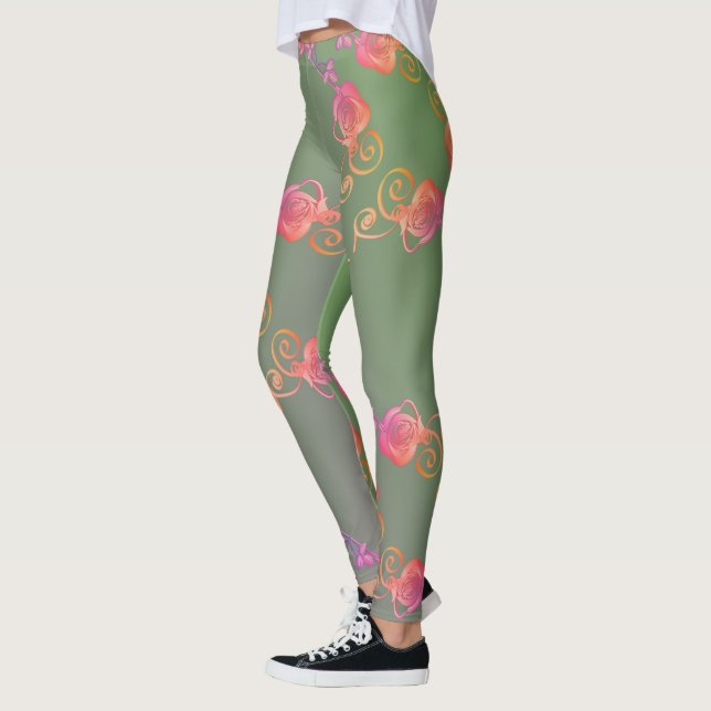 Rosa Romântica e Leggings Moss (Esquerda)