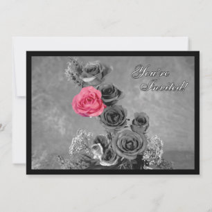 Rosa Rosa com Fundo Preto e Branco