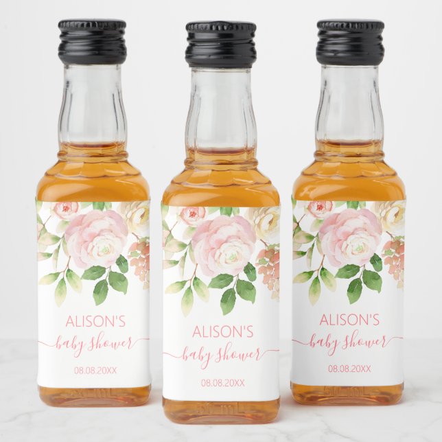 Rosa Rosa Elegante Floral Menina Chaminé Mini  (Garrafas)