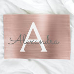 Rosa rosa rosa Dourada Stainless Steel Name e Inti<br><div class="desc">Nome do Monograma de Aço Inoxidável rosa Dourado e Caso do Travesseiro Inicial. O caso do travesseiro é o presente perfeito para alguém que decora o quarto dela em ouro rosa.</div>