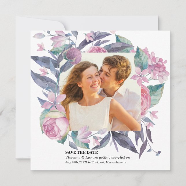 Rosa Rosa Rosa Púrpura Foto Floral Salvar Cartão d (Frente)