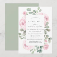 Rosa Rosa Rosa Rosa Floral Eucalyptus Convite de A
