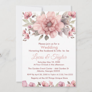 Rosa Rosa Rosa Rosa Rosa com Verde Convite para Ca