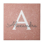 Rosa Rosa Rosa Rosa Rosa Dourada, Brilhante e Mono<br><div class="desc">Rosa rosa rosa Dourada Faux Glitter e Azulejos Elegantes Elegantes Sparkle. Essas Azulejos podem ser personalizadas para incluir seu nome inicial e próprio e fazer um excelente Rosa Rosa Rosa Dourada presente para um aniversário,  Chá de fraldas,  Chá de panela,  Festa de solteira ou casamento de garota.</div>